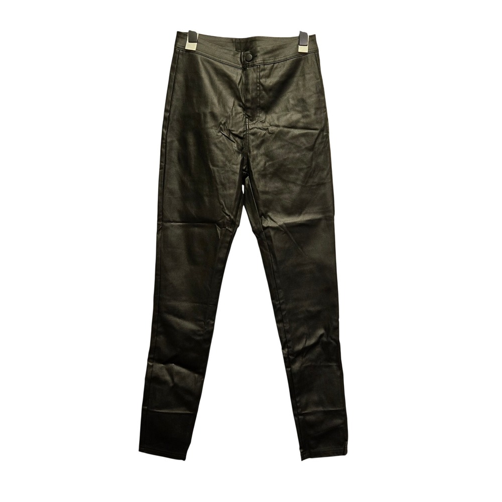 SHEIN Faux Leather Pants Black High Rise Skinny Leg Pull On sz‎ 6 Edgy Party